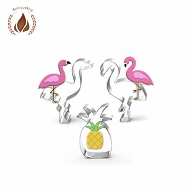 2019 Flamingo pineapple shape stainless steel sandwich cutter set cookie cutter